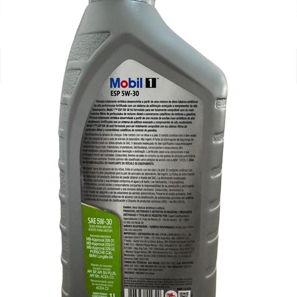 Óleo Lubrificante 5w30 Mobil 1 Esp Fórmula Sm Sintético 1 Litro